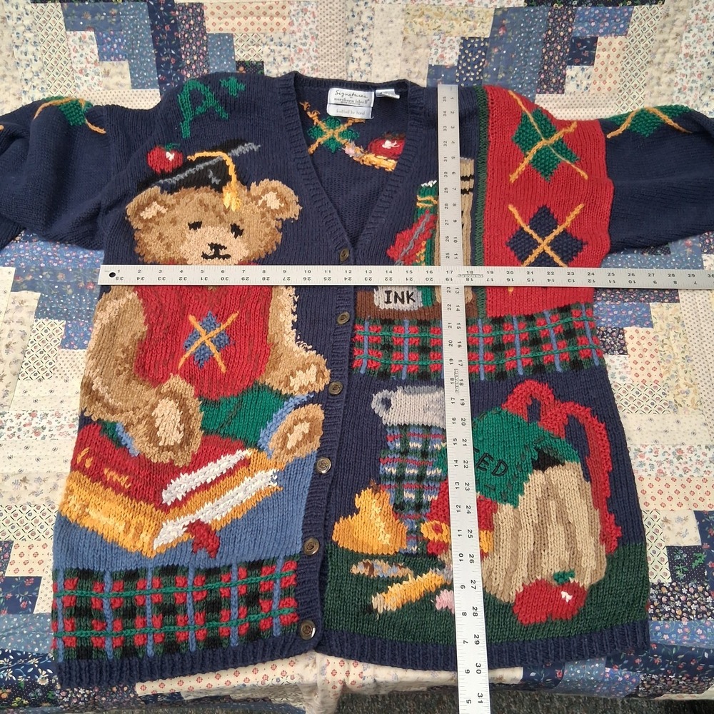 VTG Signatures Northern Isles II School Teacher Cardigan Hand Knitted 2X Teddy - Picture 9 of 12